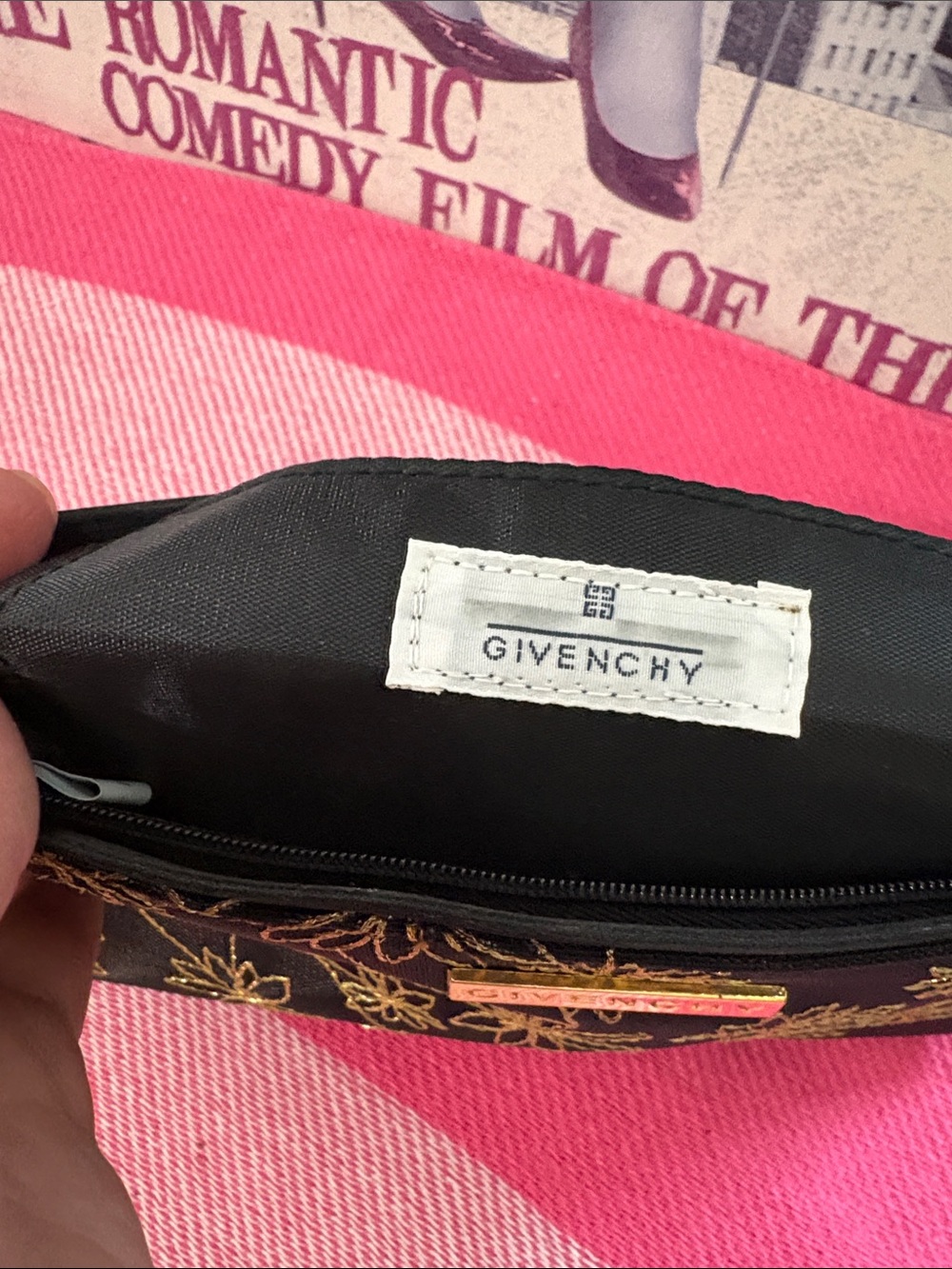 Givenchy Black & Gold Floral Embroidered Cosmetic Pouch - Picture 4 of 4